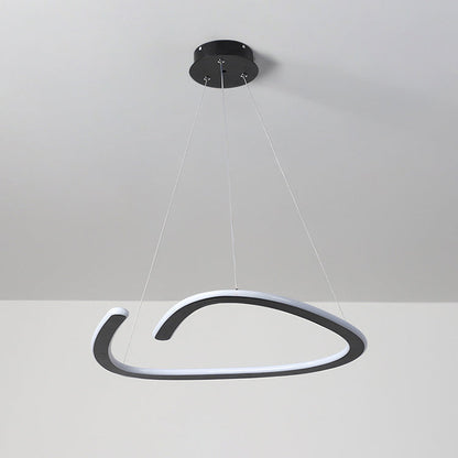 Modern Minimalist Iron Silica Round Strip LED Chandeliers For Dining Room