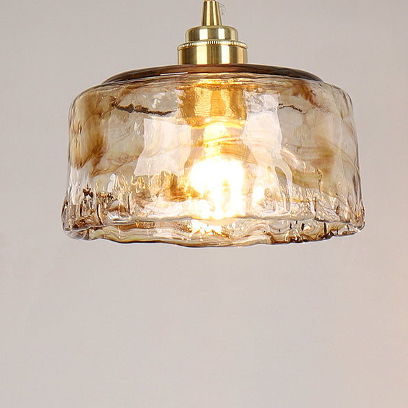 Vintage Amber Glass 1-Light Pendant Light