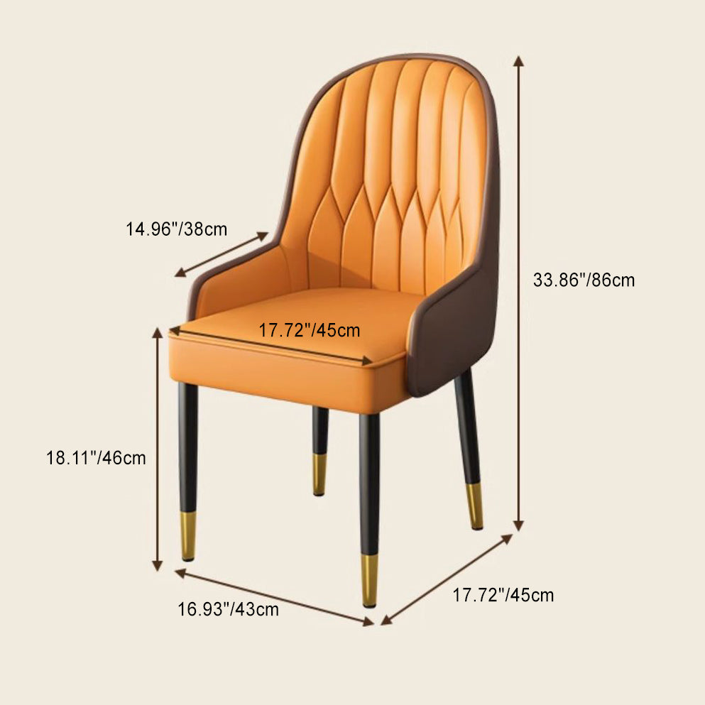 Modern Simplicity Leather Sponge Carbon Steel Metal Square Dining Chair Backrest Armrest For Dining Room