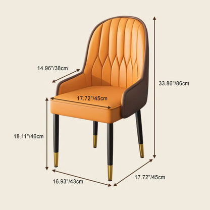 Modern Simplicity Leather Sponge Carbon Steel Metal Square Dining Chair Backrest Armrest For Dining Room