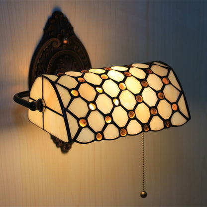 Tiffany Lucite Beads Stained Glass 1-Light Wall Sconce Lamp