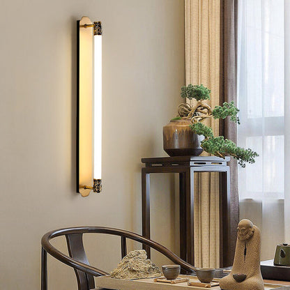 Modern Minimalist All Copper Straight Strip LED Wall Sconce Lamp