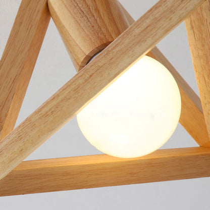 Japanese Minimalist Log Hollow Geometric Cube 1-Light Semi-Flush Mount Ceiling Light