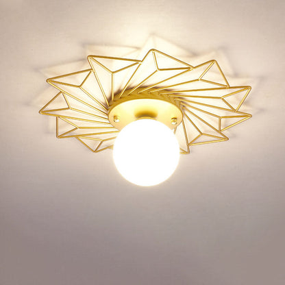 Nordic Light Luxury Sunflower Windmill Hardware Glass 1-Light Semi-Flush Mount Light