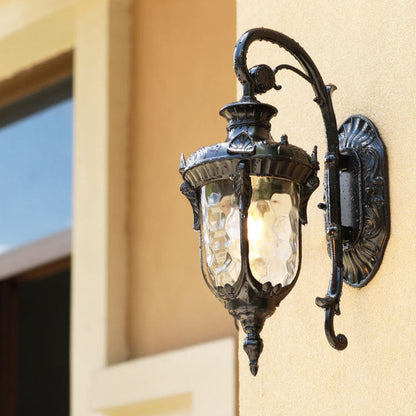 Traditional European Cylinder Lantern Aluminum Glass 1-Light Outdoor Wall Sconce Lamp For Outdoor Patio