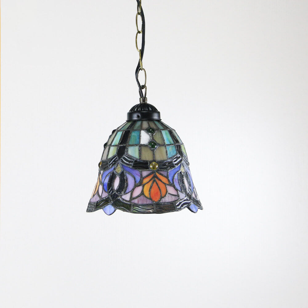 Tiffany Rustic Rose Beads Stained Glass 1-Light Pendant Light