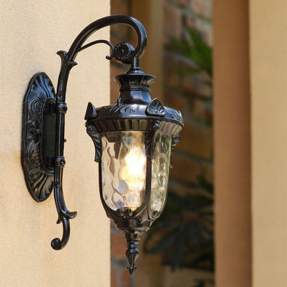 Traditional European Cylinder Lantern Aluminum Glass 1-Light Outdoor Wall Sconce Lamp For Outdoor Patio