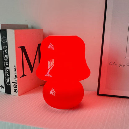 French Cream Handmade Glass Mushroom 1-Light Table Lamp