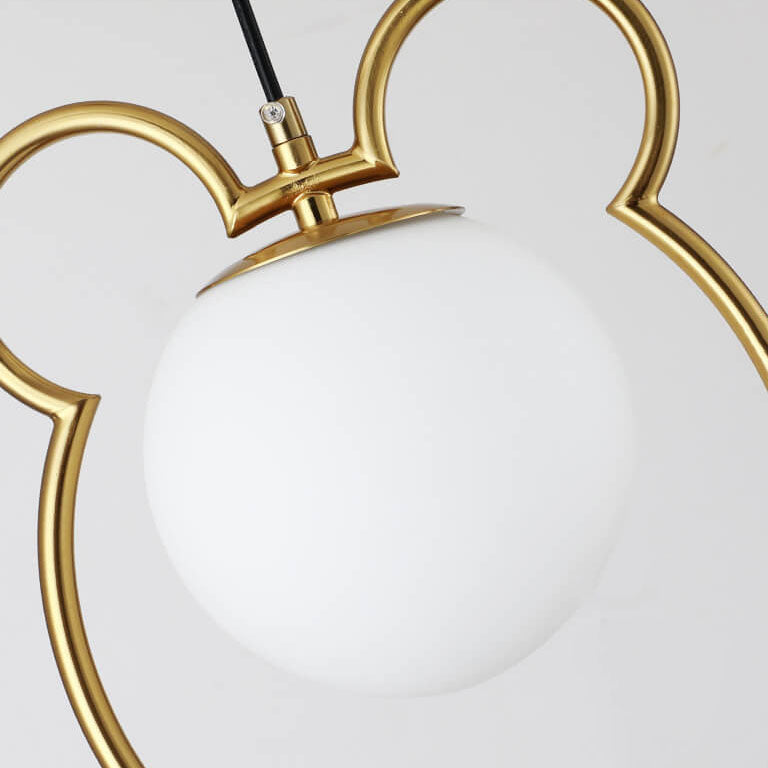 Contemporary Creative Mouse Iron Frame Globe Glass Shade 1-Light Pendant Light For Bedroom