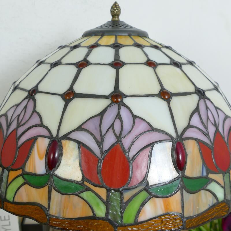 Traditional Tiffany Baroque Umbrella Resin Stained Glass 3-Light Table Lamp For Bedroom