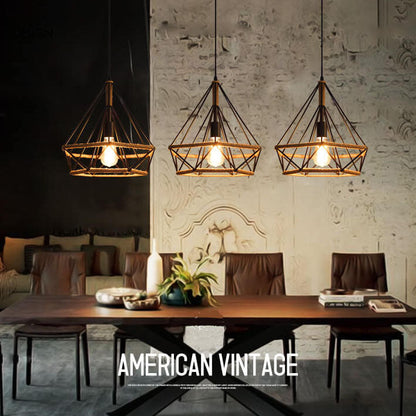 Industrial Diamond Cage Metal 1-Light Pendant Light