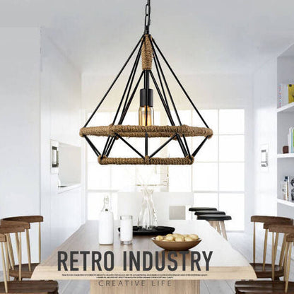 Industrial Diamond Cage Metal 1-Light Pendant Light