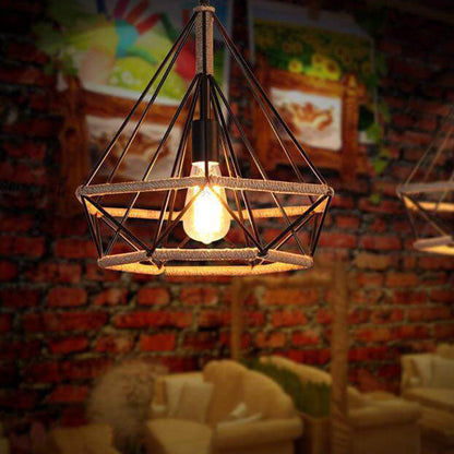 Industrial Diamond Cage Metal 1-Light Pendant Light