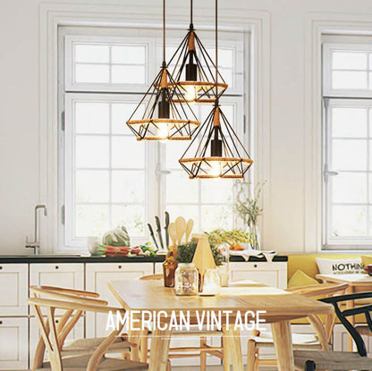 Industrial Diamond Cage Metal 1-Light Pendant Light