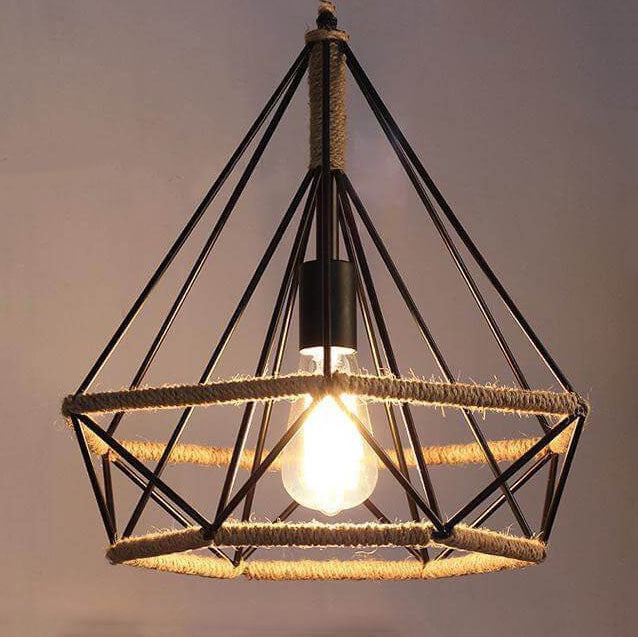 Industrial Diamond Cage Metal 1-Light Pendant Light