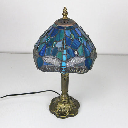 Tiffany Decorative Flower Umbrella Rose Alloy Stained Glass 1-Light Table Lamp