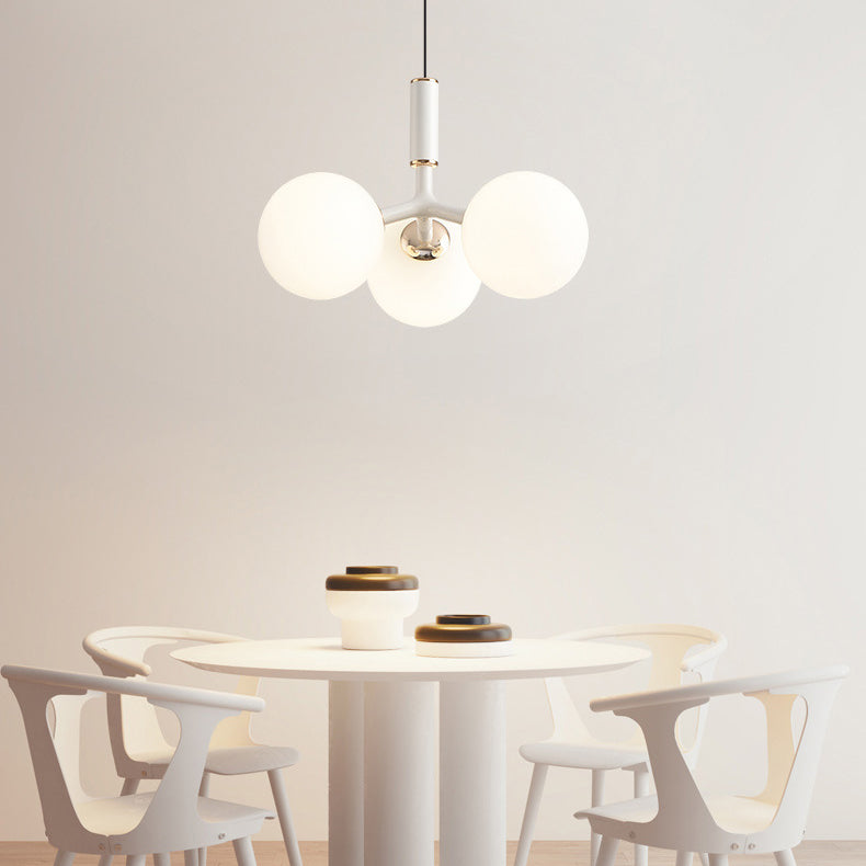 Contemporary Nordic Aluminum Iron Glass Ball 3-Light Chandelier For Dining Room