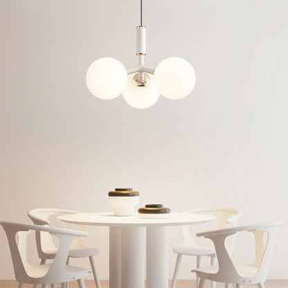 Contemporary Nordic Aluminum Iron Glass Ball 3-Light Chandelier For Dining Room