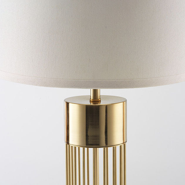 Nordic Minimalist Fabric Drum Gold Column Base 1-Light Table Lamp