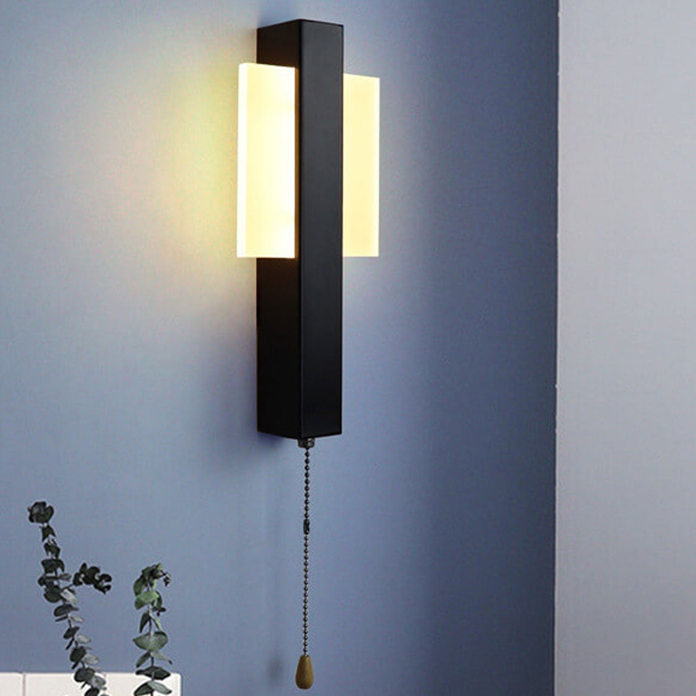 Nordic Simple Wrought Iron Acrylic Pull Wire Switch LED Wall Sconce Lamp