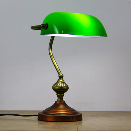 European Tiffany Vintage Bank Glass Hardware 1-Light Table Lamp