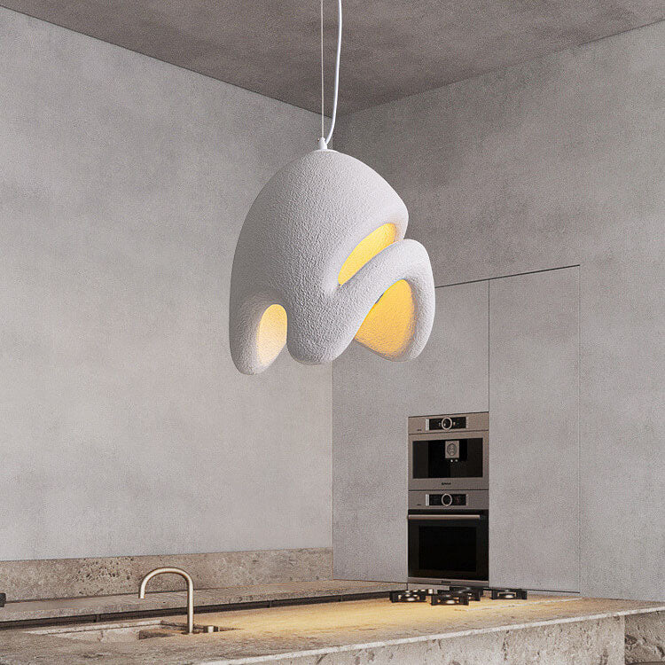Modern Minimalist Creative Round Shell Cone Cream 1-Light Pendant Light