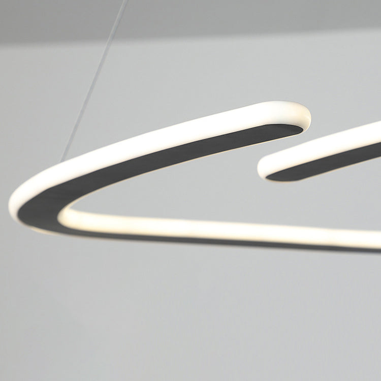 Modern Minimalist Iron Silica Round Strip LED Chandeliers For Dining Room