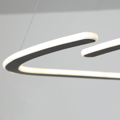 Modern Minimalist Iron Silica Round Strip LED Chandeliers For Dining Room