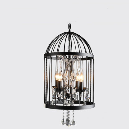 Retro Wrought Iron 4/8 Light Bird Cage Shaped Chandeliers
