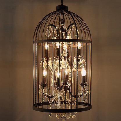 Retro Wrought Iron 4/8 Light Bird Cage Shaped Chandeliers