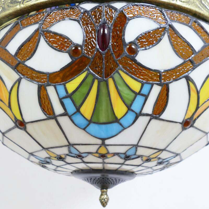 Traditional Vintage Half Round Table Teardrop Iron Glass 5/8 Light Pendant Light For Living Room
