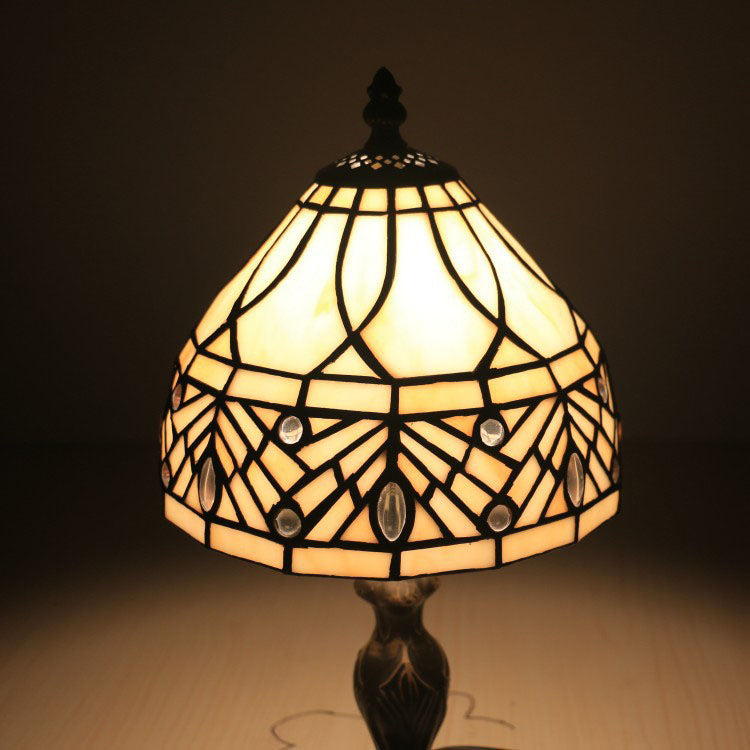 Traditional Tiffany Resin Glass Umbrella Shape 1-Light Table Lamp For Bedroom