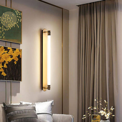 Modern Minimalist All Copper Straight Strip LED Wall Sconce Lamp