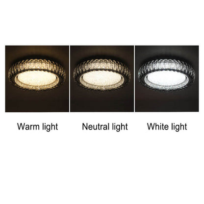 European Light Luxury Round Crystal Stainless Steel LED Flush Mount Lighting