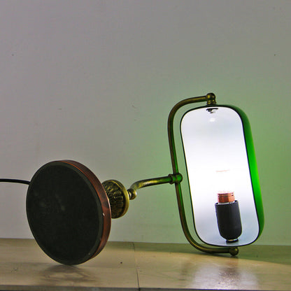 European Tiffany Vintage Bank Glass Hardware 1-Light Table Lamp