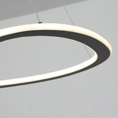 Modern Minimalist Iron Silica Round Strip LED Chandeliers For Dining Room