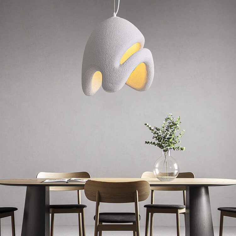 Modern Minimalist Creative Round Shell Cone Cream 1-Light Pendant Light