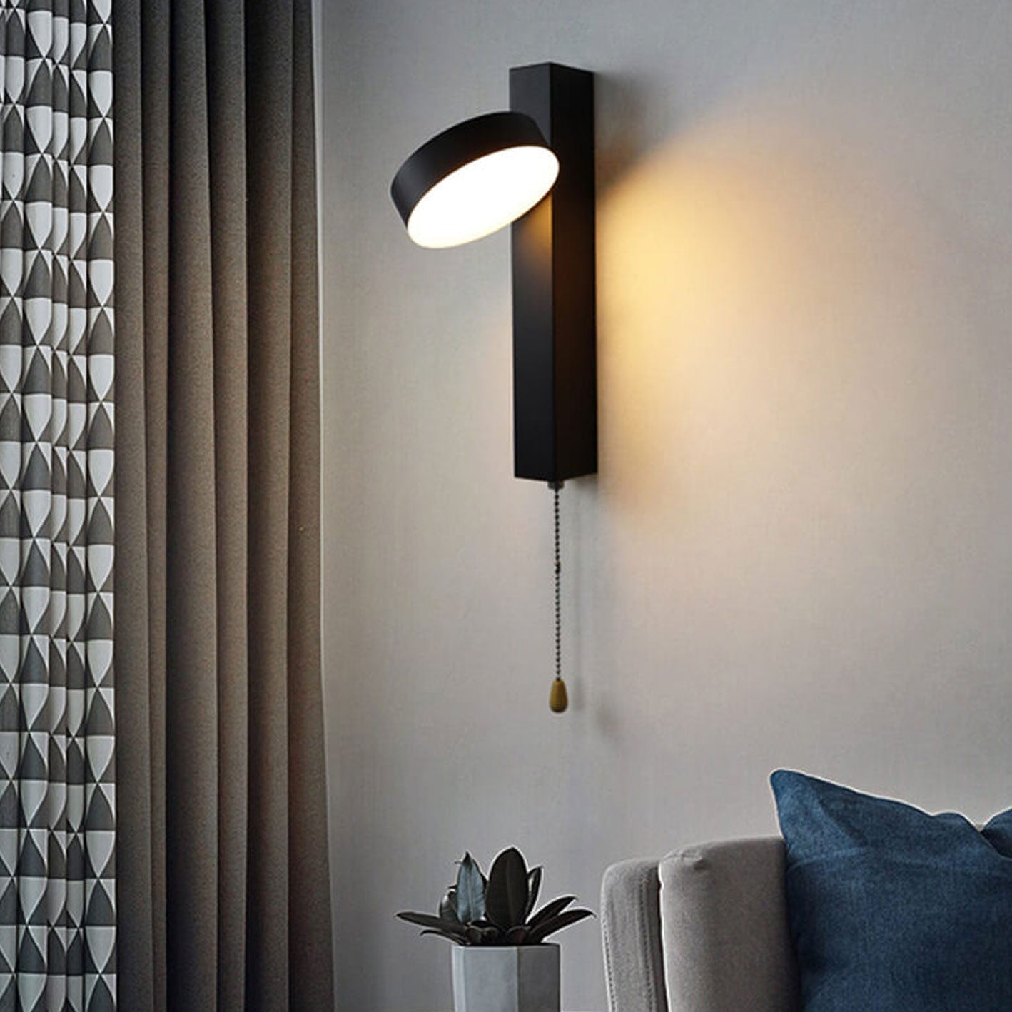 Nordic Simple Wrought Iron Acrylic Pull Wire Switch LED Wall Sconce Lamp