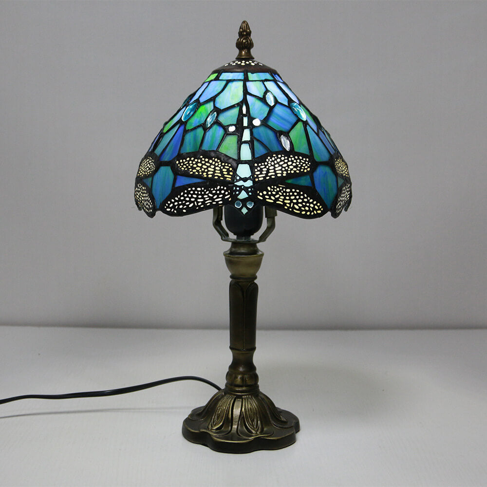 Tiffany Decorative Flower Umbrella Rose Alloy Stained Glass 1-Light Table Lamp