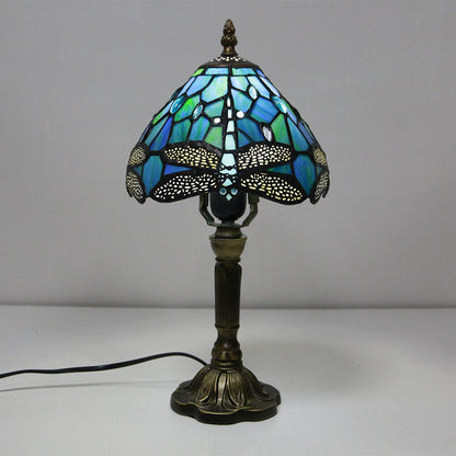 Tiffany Decorative Flower Umbrella Rose Alloy Stained Glass 1-Light Table Lamp