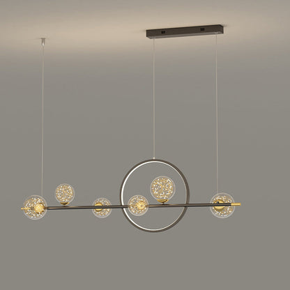 ثريا جزيرة LED دائرية طويلة من السيليكون والزجاج بتصميم عصري بسيط لغرفة الطعام