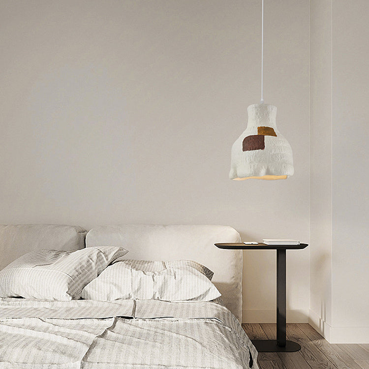 Contemporary Nordic Polystyrene Pudding Moon 1-Light Pendant Light For Dining Room