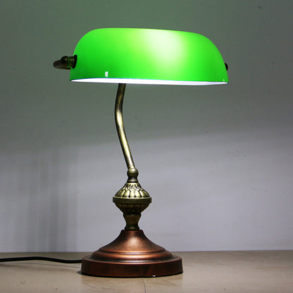 European Tiffany Vintage Bank Glass Hardware 1-Light Table Lamp
