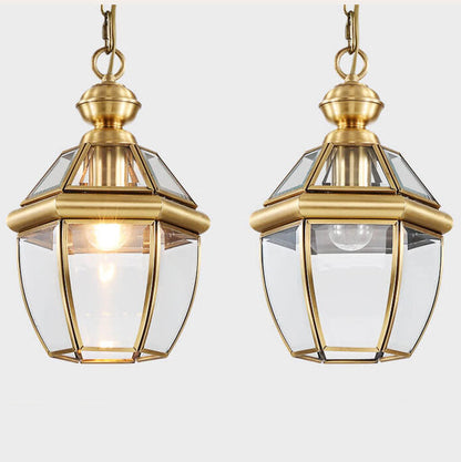 Modern Glass 1-Light Hexagonal Lantern Pendant Light