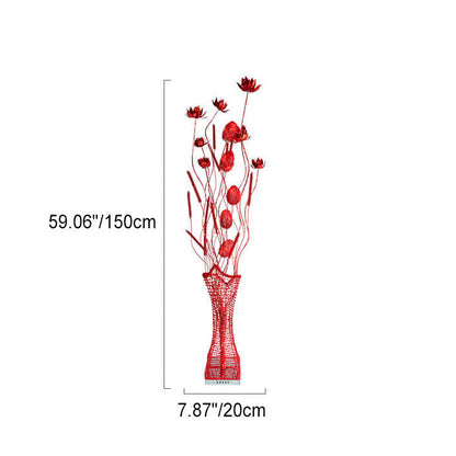 Rustic Romantic Handmade Lotus Flower Cluster Aluminum Frame LED Standing Floor Lamp