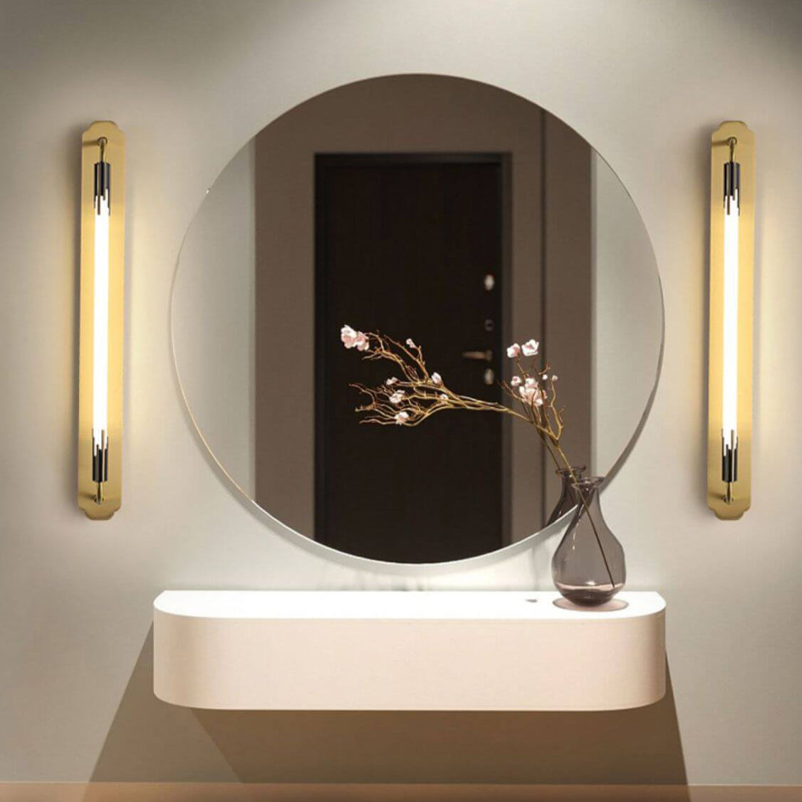 Modern Minimalist All Copper Straight Strip LED Wall Sconce Lamp