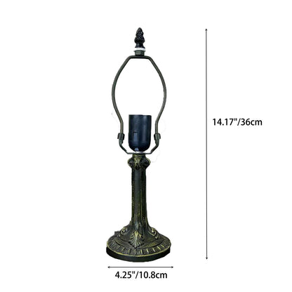 Traditional Tiffany Alloy Glass Dome Flower 1-Light Table Lamp For Bedside