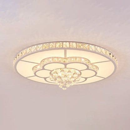 Modern Light Luxury Round Crystal LED Flush Mount Ceiling Light