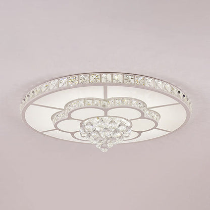 Modern Light Luxury Round Crystal LED Flush Mount Ceiling Light