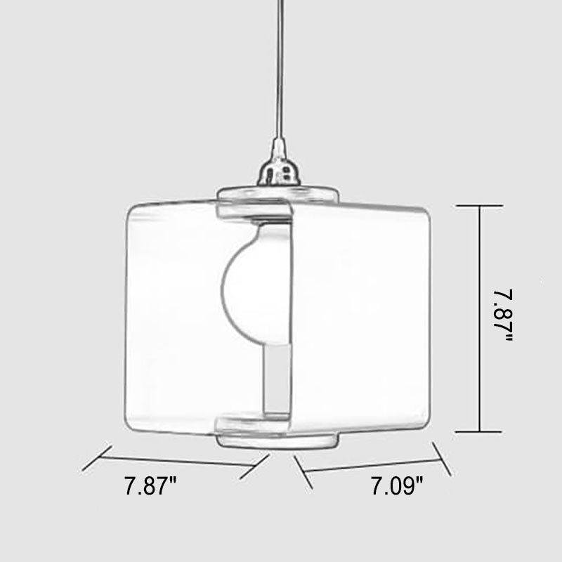 Nordic Creative Iron Solid Wood Square Geometry 1-Light Pendant Light